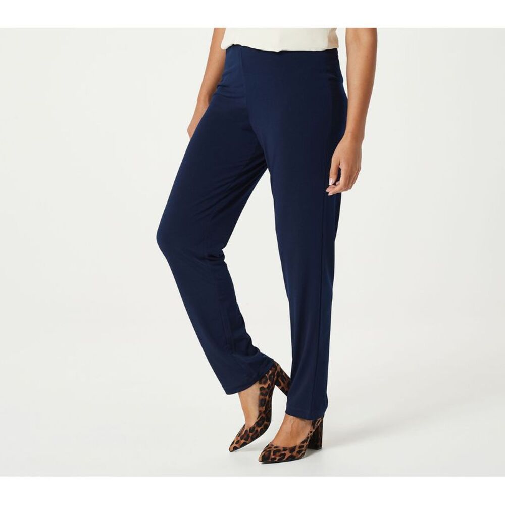 Susan Graver Women's Pants Sz 2XL Tall Essentials Liquid Knit Blue